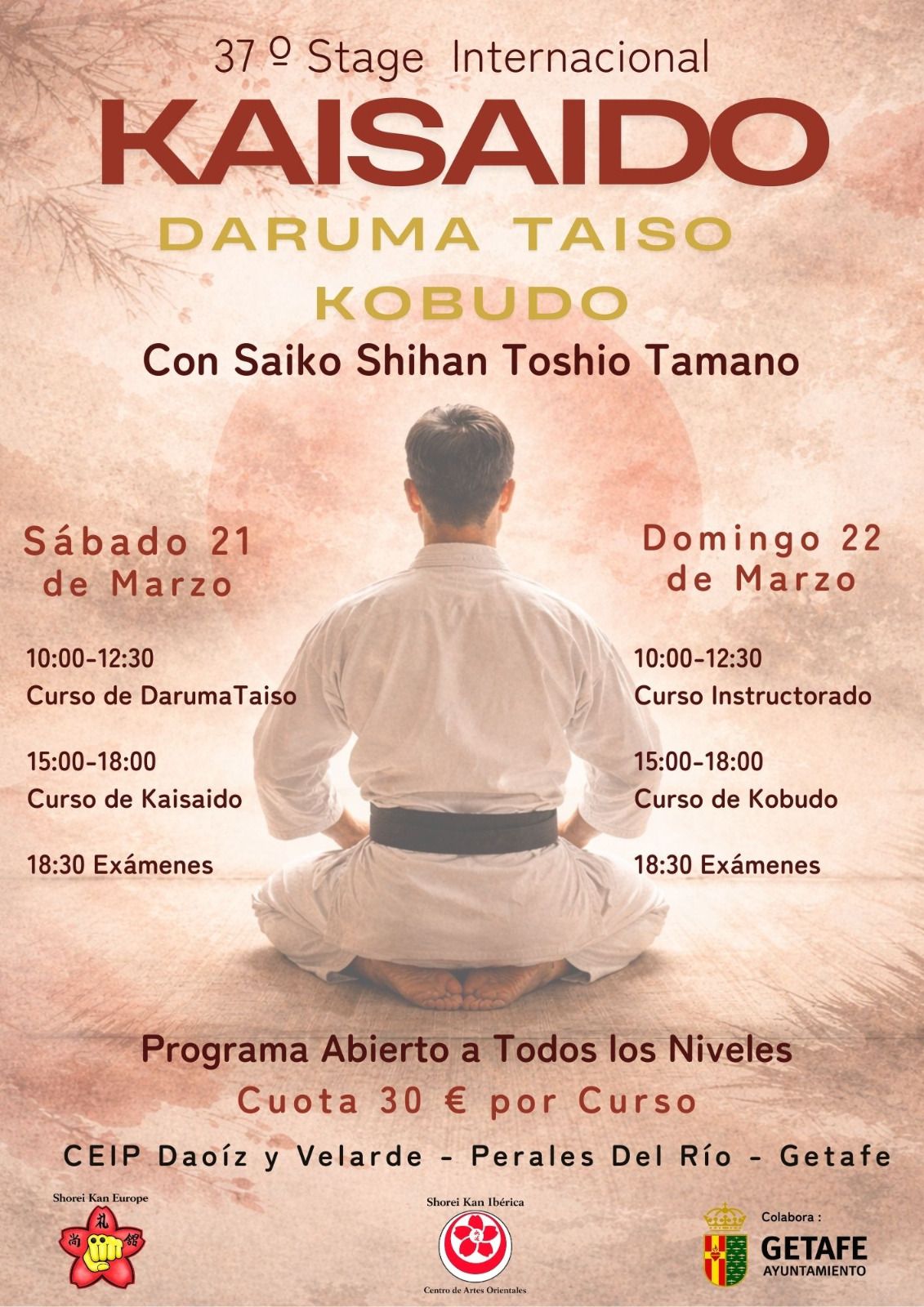 PROGRAMA  STAGE MADRID GETAFE PARA KYUS E INSTRUCTORES - IMPARTIDOS POR EL MAESTRO TOSHIO TAMANO